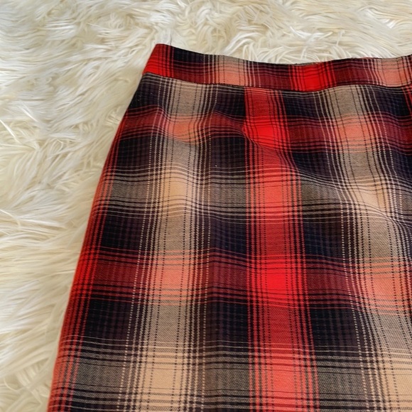 Cato Plad flannel fall orange red black side button side zipper midi skirt sz 8 - Picture 7 of 16